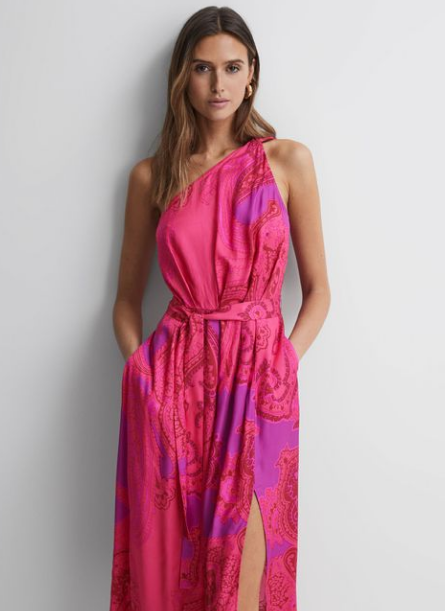 Reiss One-Shoulder Paisley Maxi Dress
